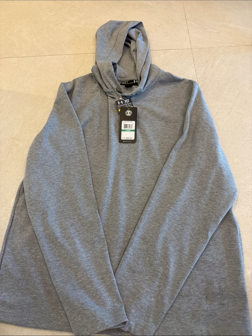 Under Armour Men's Heather Gray Hooded Pullover Sweatshirt